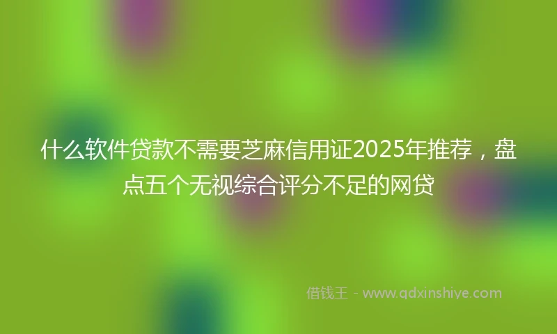 什么软件贷款不需要芝麻信用证2025年推荐，盘点五个无视综合评分不足的网贷