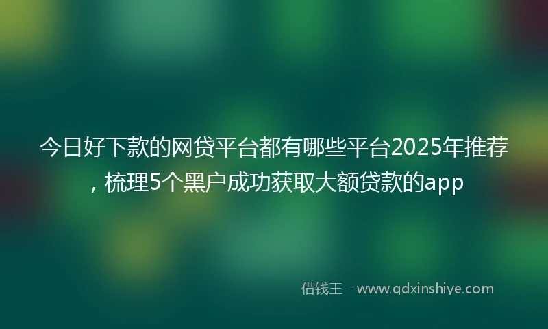 今日好下款的网贷平台都有哪些平台2025年推荐，梳理5个黑户成功获取大额贷款的app