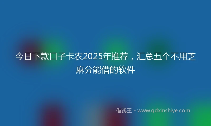 今日下款口子卡农2025年推荐，汇总五个不用芝麻分能借的软件