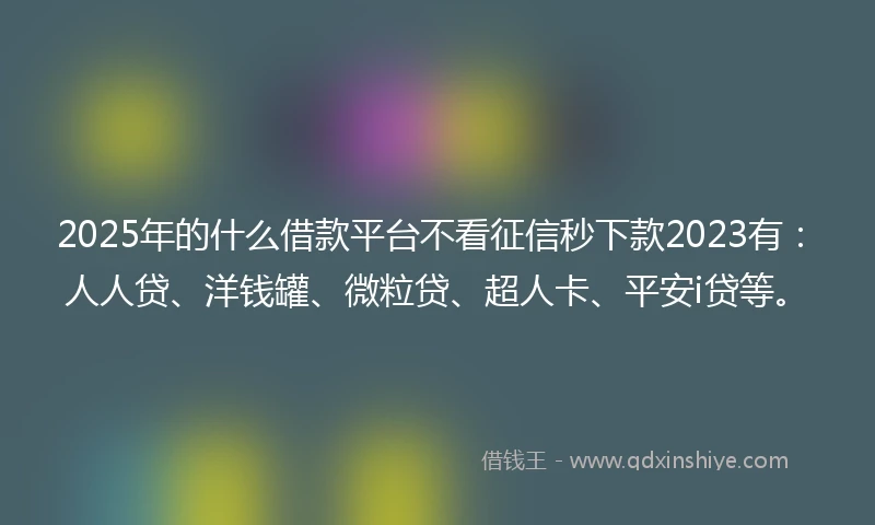 2025年的什么借款平台不看征信秒下款2023有：人人贷、洋钱罐、微粒贷、超人卡、平安i贷等。