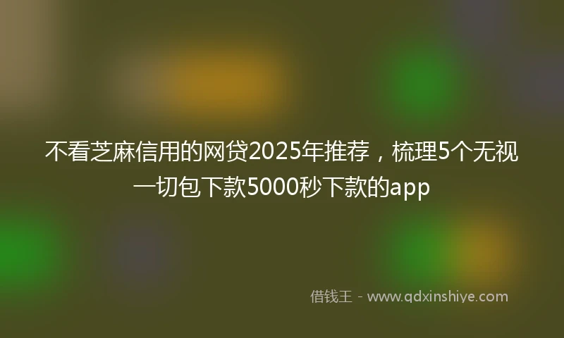 不看芝麻信用的网贷2025年推荐，梳理5个无视一切包下款5000秒下款的app