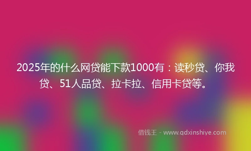 2025年的什么网贷能下款1000有：读秒贷、你我贷、51人品贷、拉卡拉、信用卡贷等。