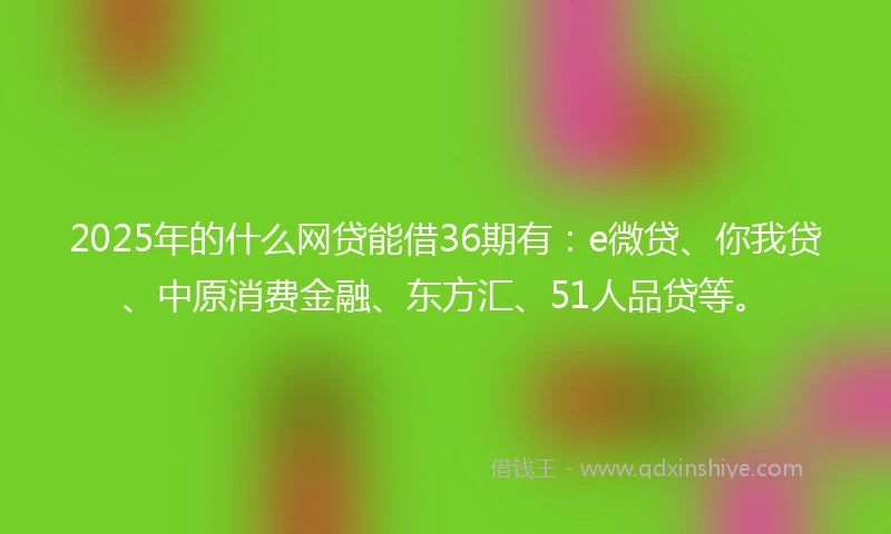 2025年的什么网贷能借36期有：e微贷、你我贷、中原消费金融、东方汇、51人品贷等。