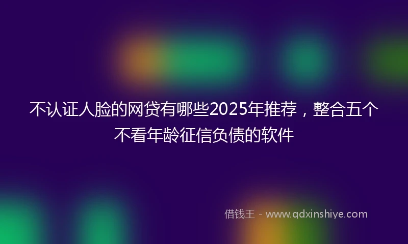 不认证人脸的网贷有哪些2025年推荐，整合五个不看年龄征信负债的软件
