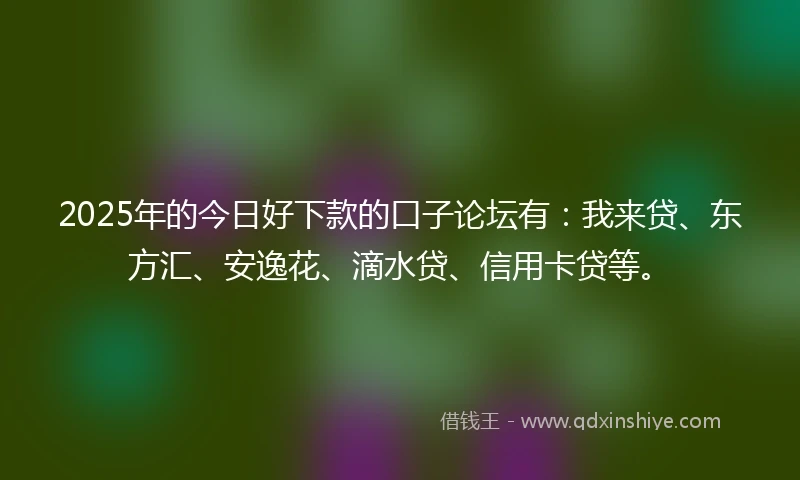 2025年的今日好下款的口子论坛有：我来贷、东方汇、安逸花、滴水贷、信用卡贷等。