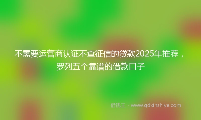 不需要运营商认证不查征信的贷款2025年推荐，罗列五个靠谱的借款口子