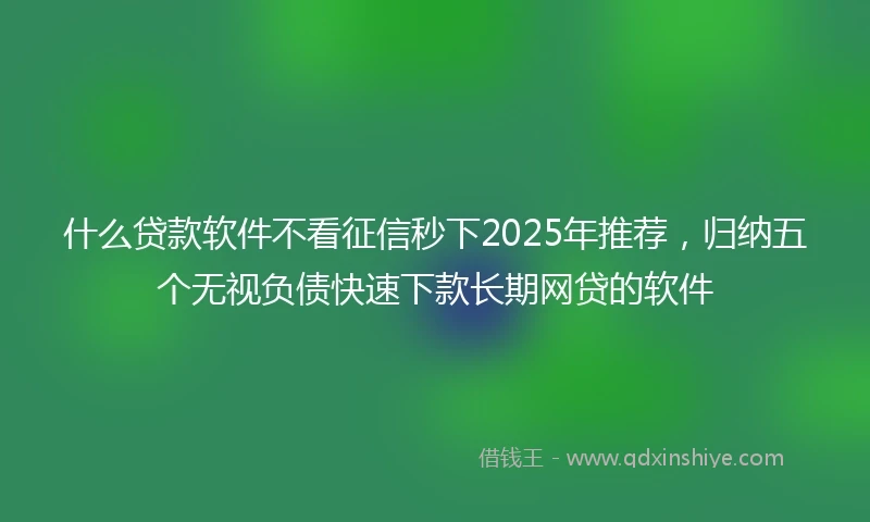 什么贷款软件不看征信秒下2025年推荐，归纳五个无视负债快速下款长期网贷的软件
