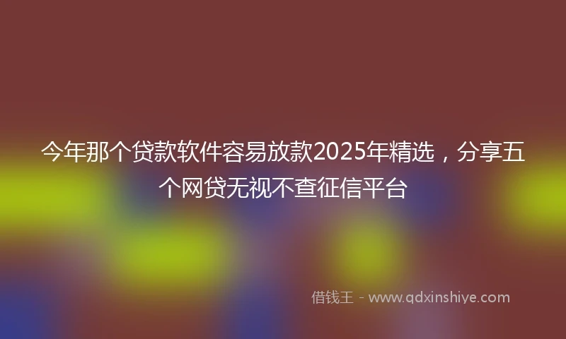 今年那个贷款软件容易放款2025年精选，分享五个网贷无视不查征信平台