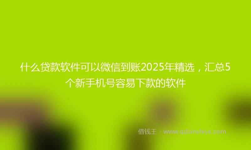 什么贷款软件可以微信到账2025年精选，汇总5个新手机号容易下款的软件