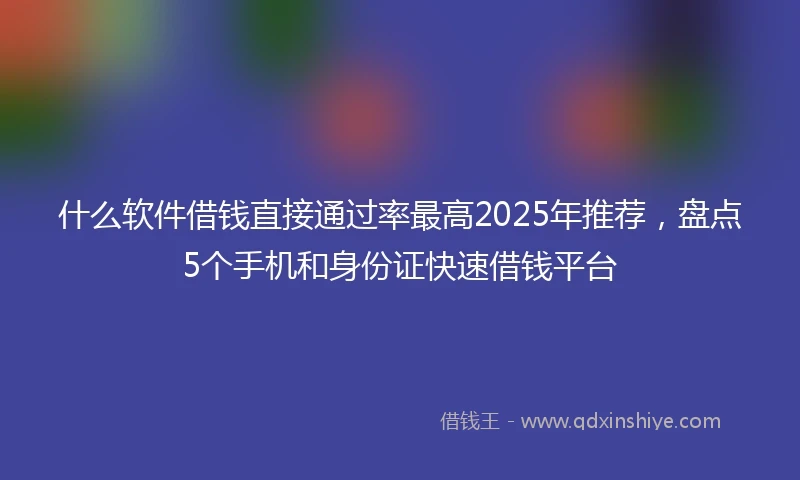 什么软件借钱直接通过率最高2025年推荐，盘点5个手机和身份证快速借钱平台