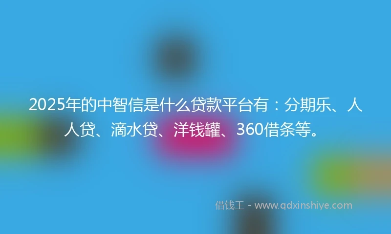 2025年的中智信是什么贷款平台有：分期乐、人人贷、滴水贷、洋钱罐、360借条等。