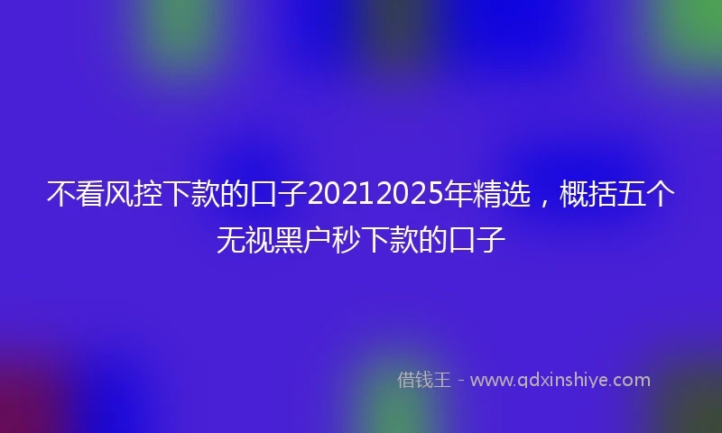 不看风控下款的口子20212025年精选，概括五个无视黑户秒下款的口子