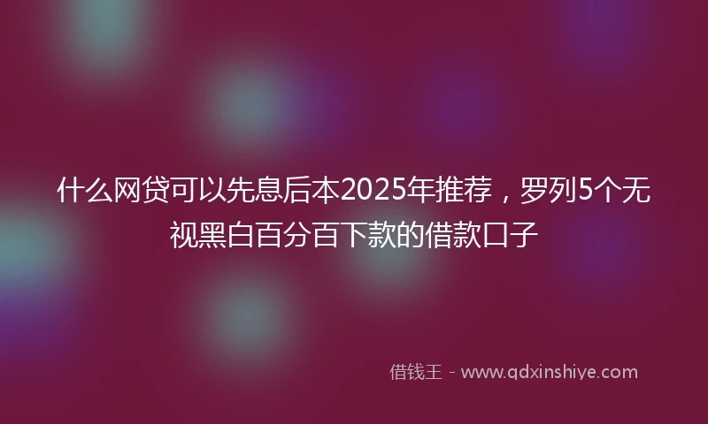 什么网贷可以先息后本2025年推荐，罗列5个无视黑白百分百下款的借款口子