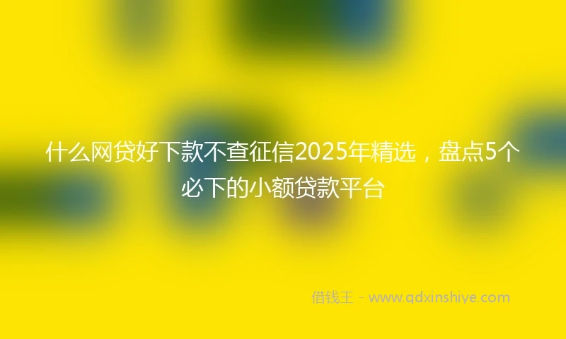什么网贷好下款不查征信2025年精选，盘点5个必下的小额贷款平台