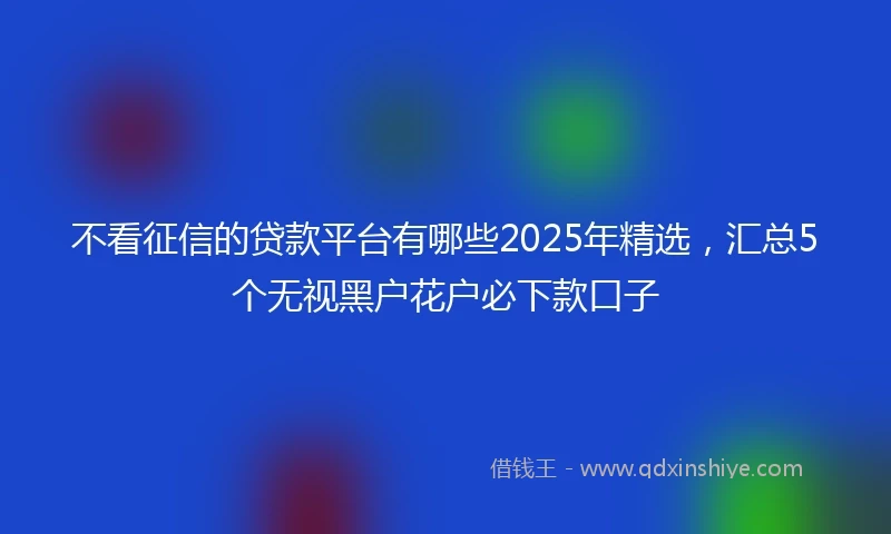 不看征信的贷款平台有哪些2025年精选，汇总5个无视黑户花户必下款口子