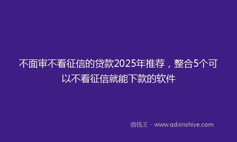 不面审不看征信的贷款2025年推荐，整合5个可以不看征信就能下款的软件