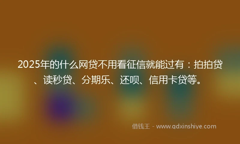 2025年的什么网贷不用看征信就能过有：拍拍贷、读秒贷、分期乐、还呗、信用卡贷等。