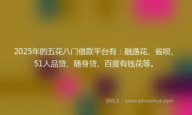 2025年的五花八门借款平台有：融逸花、省呗、51人品贷、随身贷、百度有钱花等。