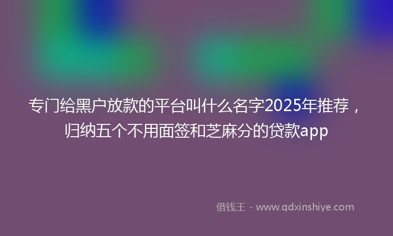 专门给黑户放款的平台叫什么名字2025年推荐，归纳五个不用面签和芝麻分的贷款app