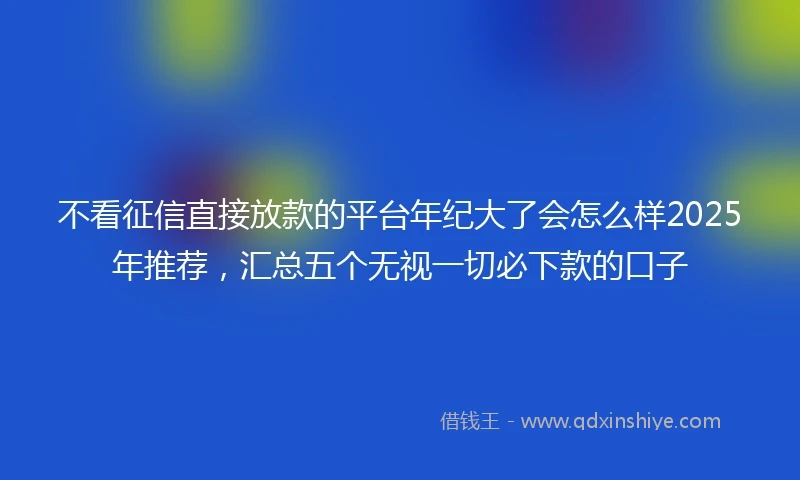 不看征信直接放款的平台年纪大了会怎么样2025年推荐，汇总五个无视一切必下款的口子