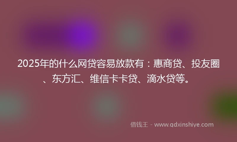 2025年的什么网贷容易放款有：惠商贷、投友圈、东方汇、维信卡卡贷、滴水贷等。