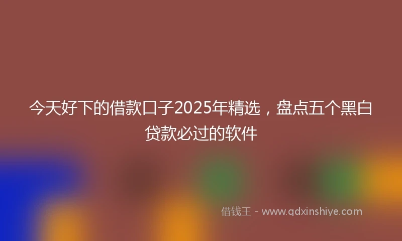 今天好下的借款口子2025年精选，盘点五个黑白贷款必过的软件