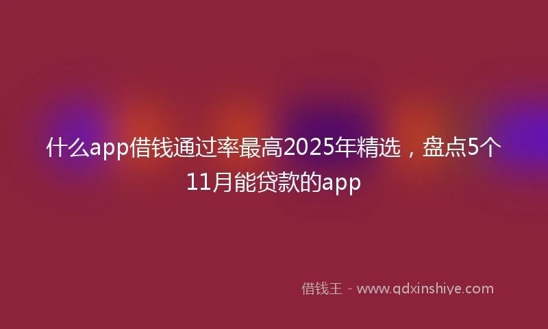 什么app借钱通过率最高2025年精选，盘点5个11月能贷款的app