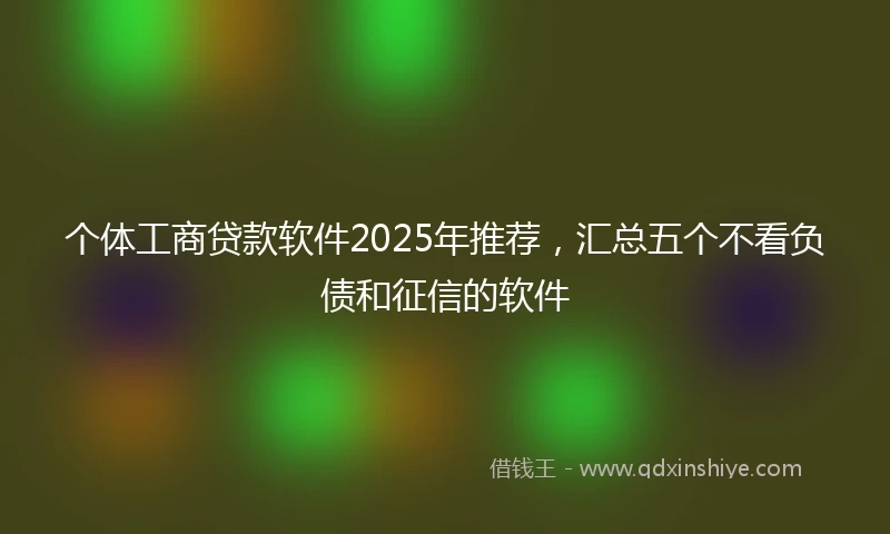 个体工商贷款软件2025年推荐，汇总五个不看负债和征信的软件