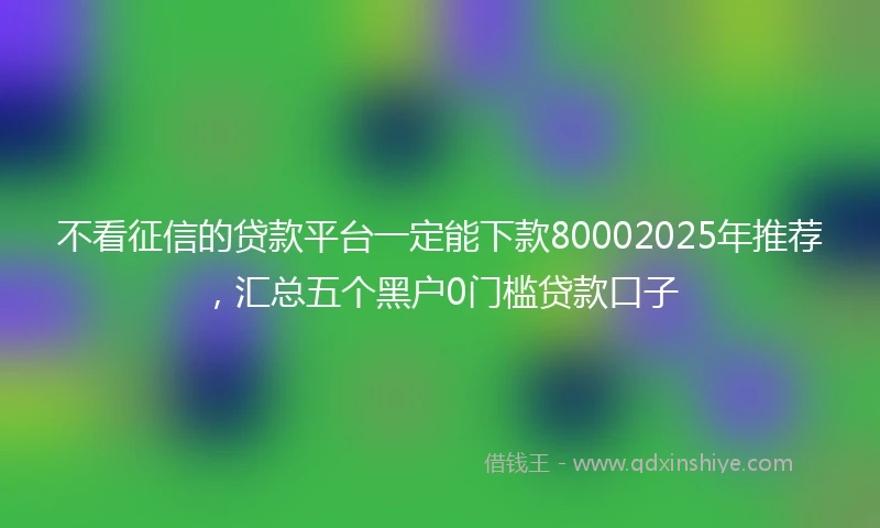 不看征信的贷款平台一定能下款80002025年推荐，汇总五个黑户0门槛贷款口子