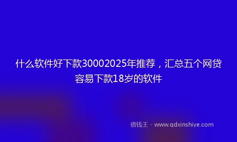 什么软件好下款30002025年推荐，汇总五个网贷容易下款18岁的软件