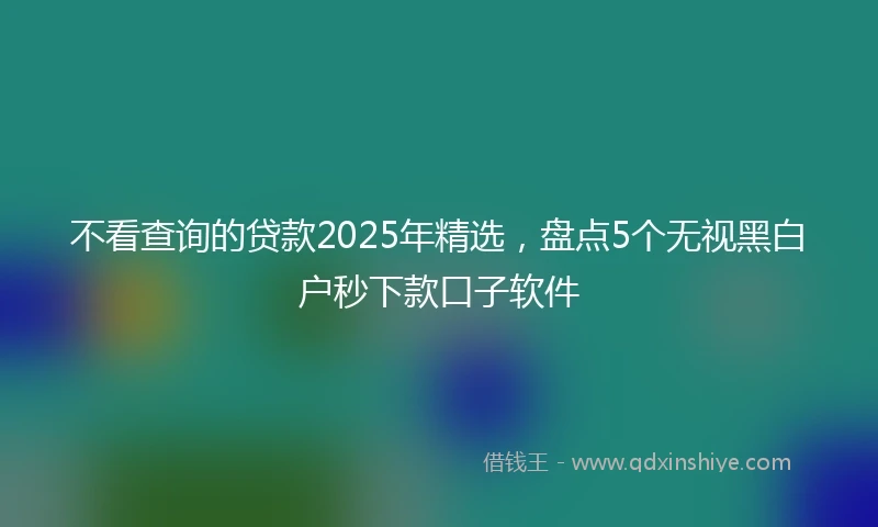 不看查询的贷款2025年精选，盘点5个无视黑白户秒下款口子软件