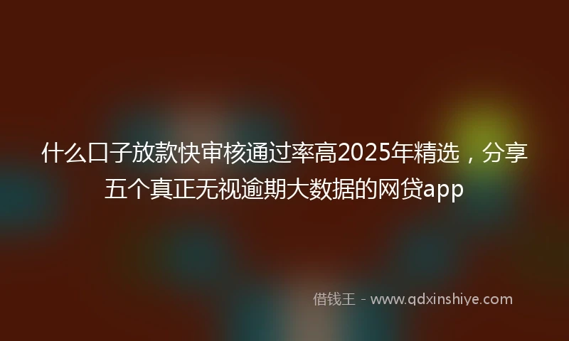 什么口子放款快审核通过率高2025年精选，分享五个真正无视逾期大数据的网贷app