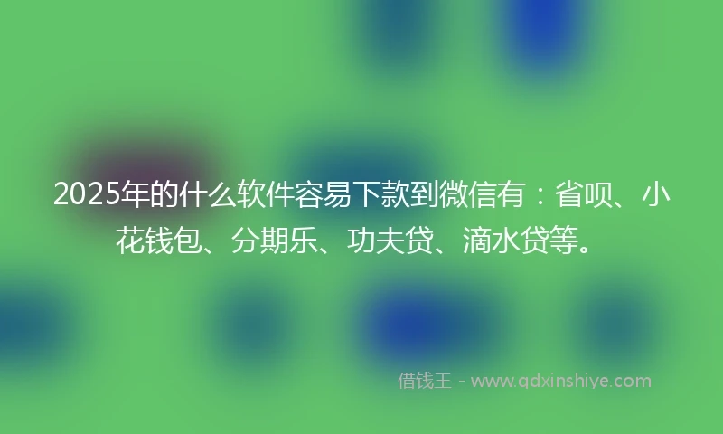 2025年的什么软件容易下款到微信有：省呗、小花钱包、分期乐、功夫贷、滴水贷等。