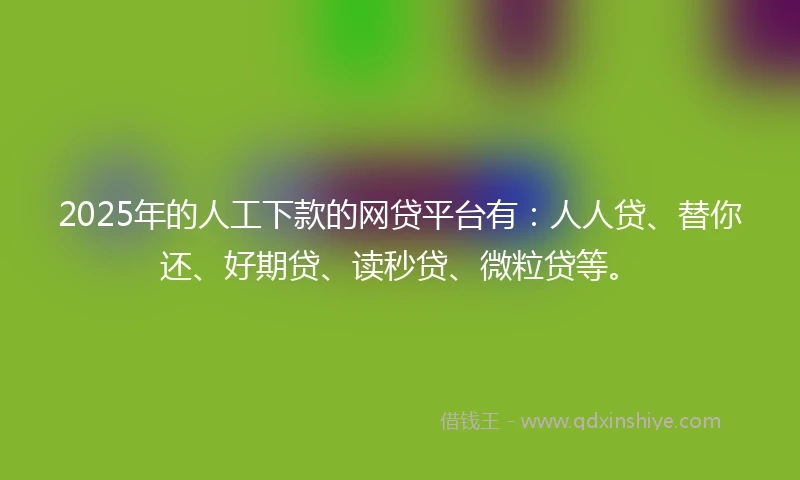 2025年的人工下款的网贷平台有：人人贷、替你还、好期贷、读秒贷、微粒贷等。