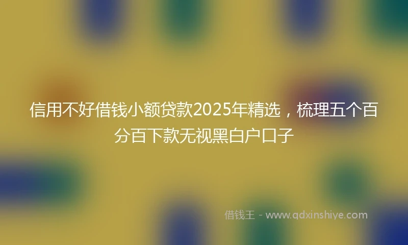 信用不好借钱小额贷款2025年精选，梳理五个百分百下款无视黑白户口子