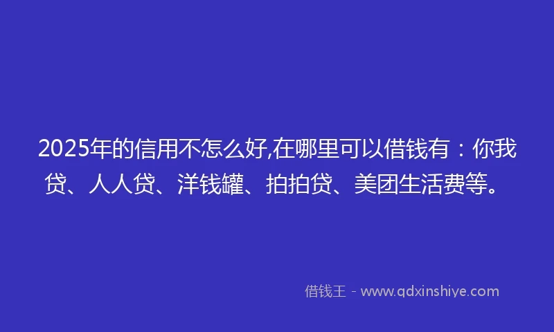 2025年的信用不怎么好,在哪里可以借钱有：你我贷、人人贷、洋钱罐、拍拍贷、美团生活费等。