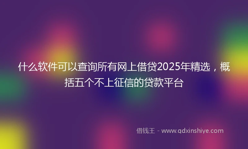 什么软件可以查询所有网上借贷2025年精选，概括五个不上征信的贷款平台