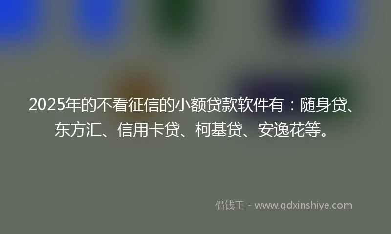 2025年的不看征信的小额贷款软件有：随身贷、东方汇、信用卡贷、柯基贷、安逸花等。