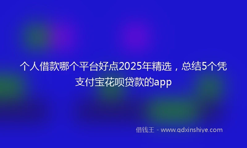 个人借款哪个平台好点2025年精选，总结5个凭支付宝花呗贷款的app