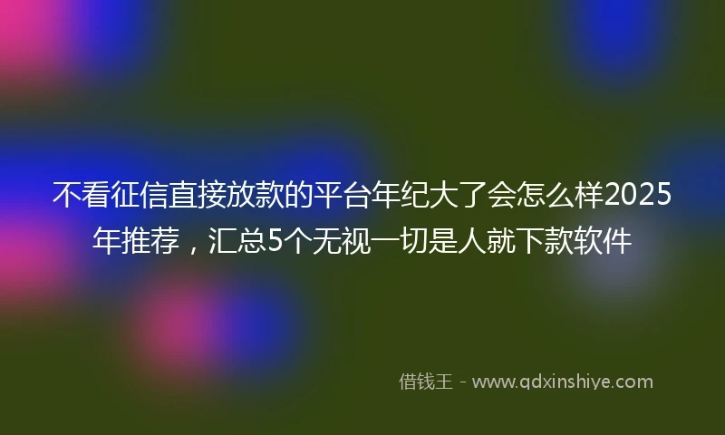 不看征信直接放款的平台年纪大了会怎么样2025年推荐，汇总5个无视一切是人就下款软件
