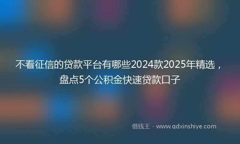 不看征信的贷款平台有哪些2024款2025年精选，盘点5个公积金快速贷款口子
