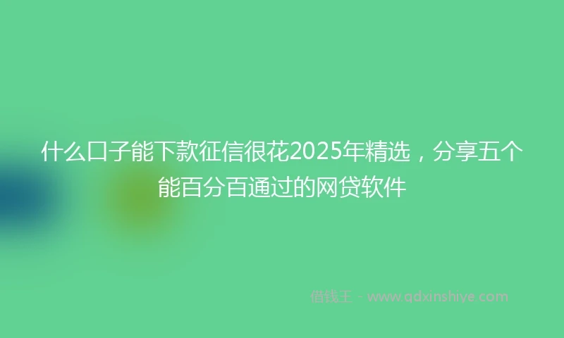 什么口子能下款征信很花2025年精选，分享五个能百分百通过的网贷软件