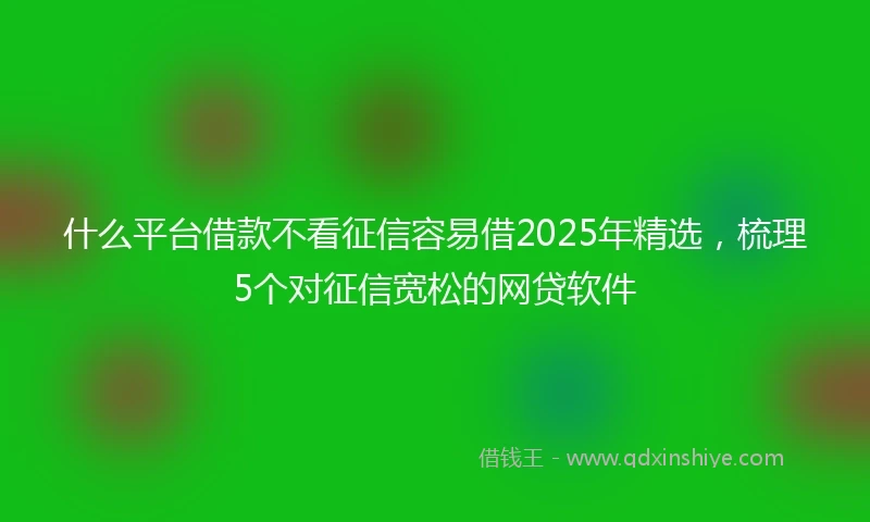 什么平台借款不看征信容易借2025年精选，梳理5个对征信宽松的网贷软件