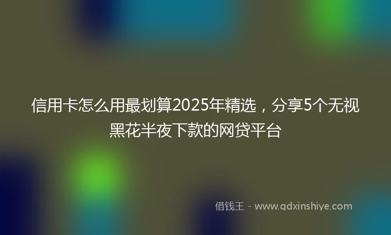 信用卡怎么用最划算2025年精选，分享5个无视黑花半夜下款的网贷平台