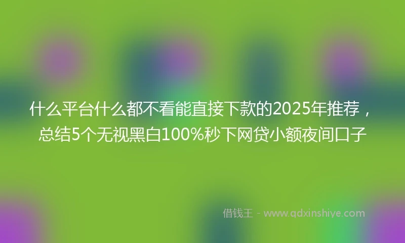 什么平台什么都不看能直接下款的2025年推荐，总结5个无视黑白100%秒下网贷小额夜间口子