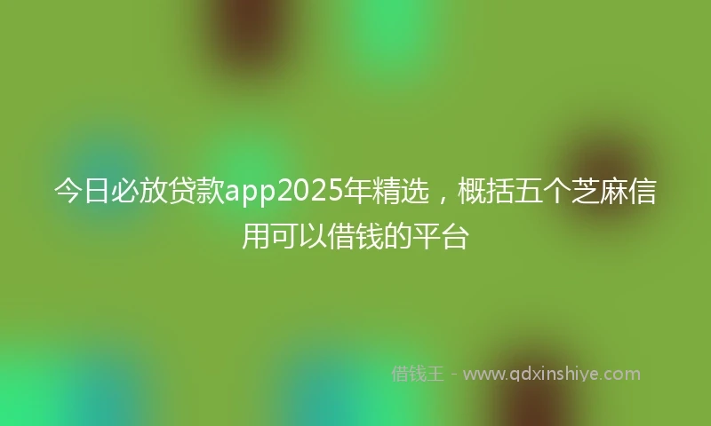 今日必放贷款app2025年精选，概括五个芝麻信用可以借钱的平台