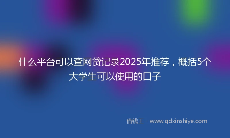 什么平台可以查网贷记录2025年推荐，概括5个大学生可以使用的口子