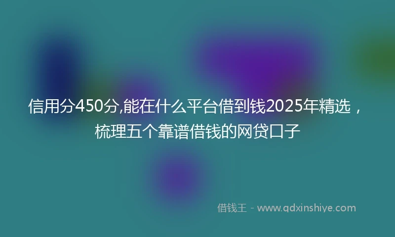 信用分450分,能在什么平台借到钱2025年精选，梳理五个靠谱借钱的网贷口子