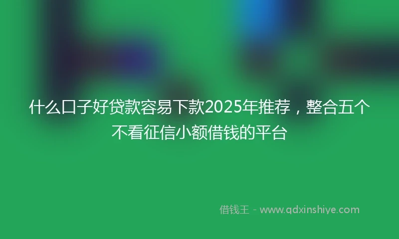 什么口子好贷款容易下款2025年推荐，整合五个不看征信小额借钱的平台