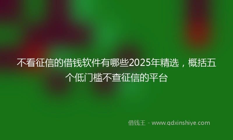 不看征信的借钱软件有哪些2025年精选，概括五个低门槛不查征信的平台